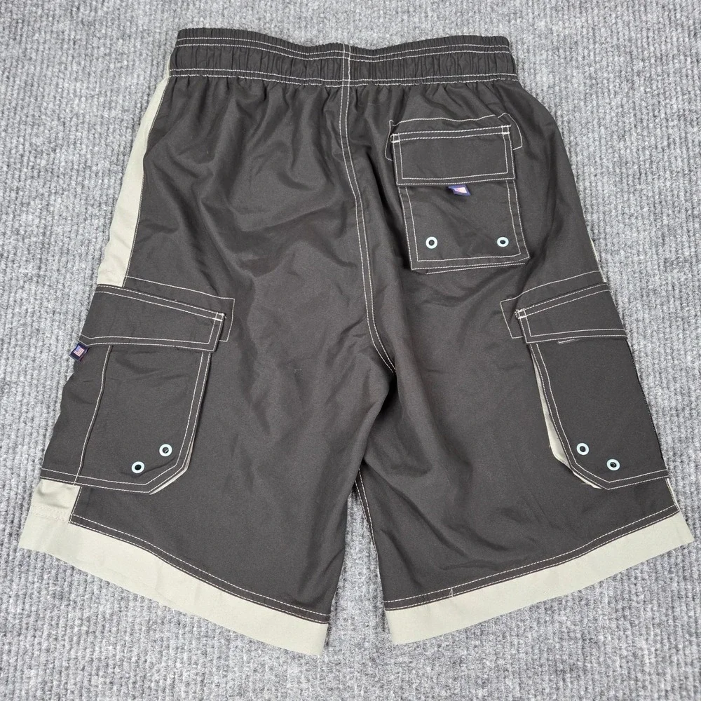 US‎ Apparel Mens Cargo Swim Trunks Black Grey Board Shorts Size M 26828